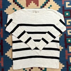 LOFT / Black & White Stripe Knit Sweater